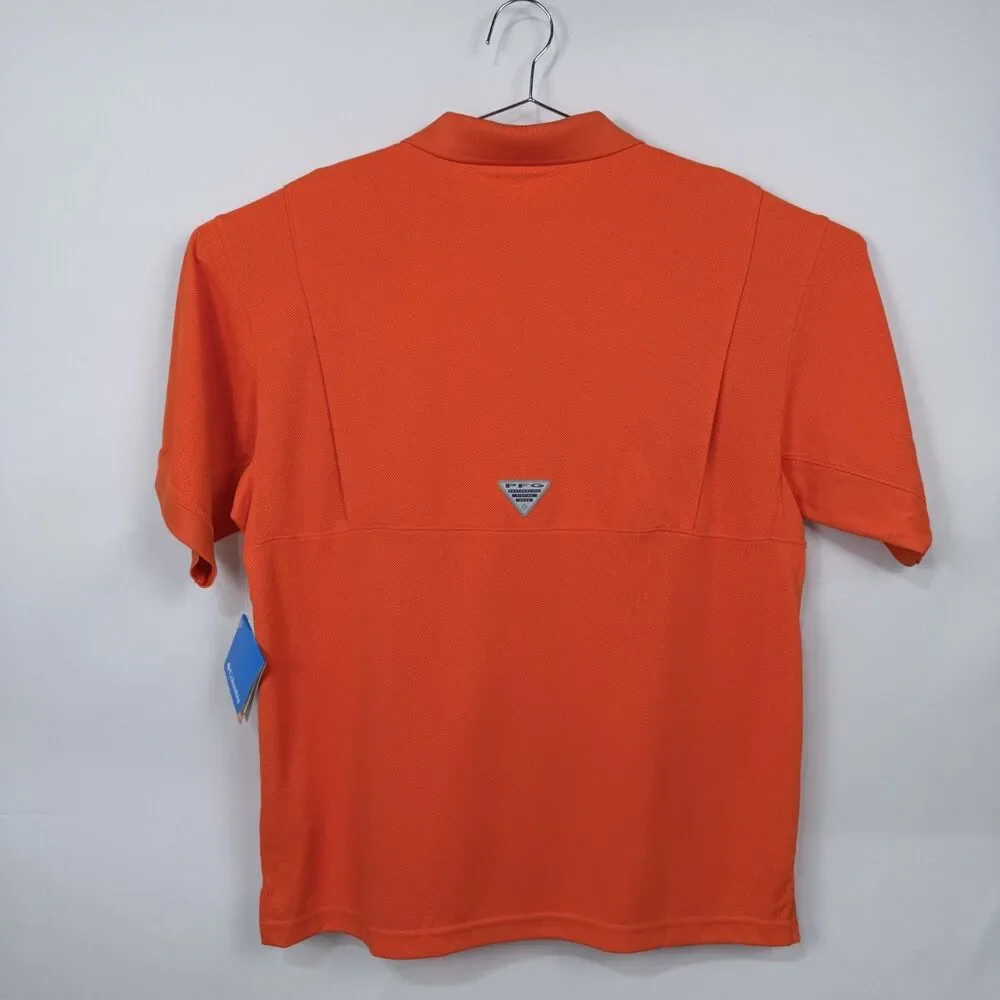 Columbia PFG CLG Auburn Tigers Tamiami Polo Shirt Mens Size Medium SS Orange